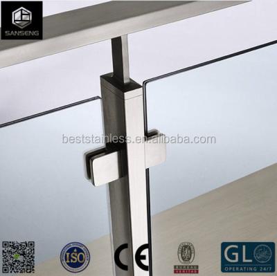 China Stainless Steel Square Pipe / Tube Glass Railing Modern And Simple Design for sale