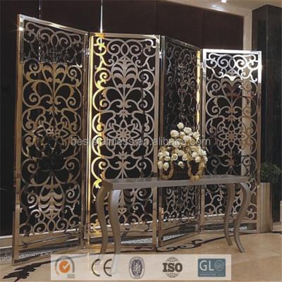 China PVD Plating / Powder Coated Chinese Folding Movable Room Divider Screen Divider For Room for sale