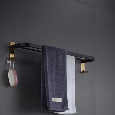 China Romantic Folding Stainless Steel Towel Rack Bathroom Towel Rack Black for sale