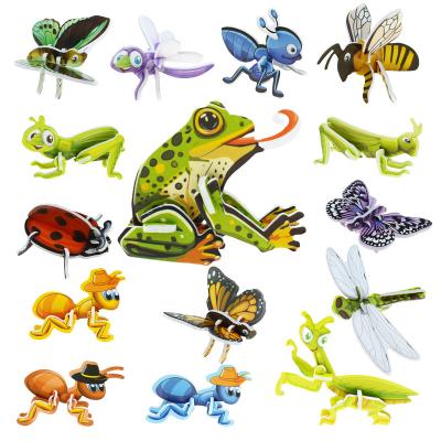 China 100% Eco-friendly New Product Cartoon Insect Cute Butterfly Design Early Education Puzzle Animals 3d Puzzles for sale