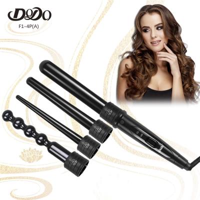 China 4 In 1 Set A LED Light Interchangeable Barrel Rizador De Pelo Moq Triple Barrel Hair Curler Bigoudis Heatless Hair Curler for sale