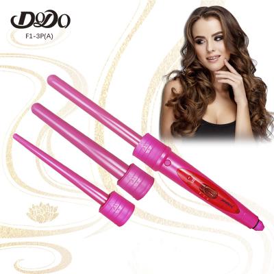 China 3 In 1Set A LED Light Interchangeable Barrel Magic Hair Curlers Auto Ceramic Hair Curler Automatic Curl Dropship Pink Hair Tools for sale