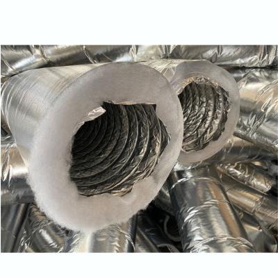 China Hotel 12 Inch Insulated Flexible Duct Cotton Interior With Fiberglass Jacket for sale