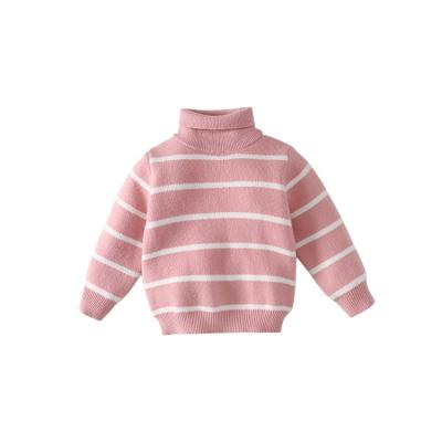 China Breathable Cartoon Warm Winter Striped Sweater Baby Kids Sweater Unisex Turtle Neck Sweater Sweater for sale