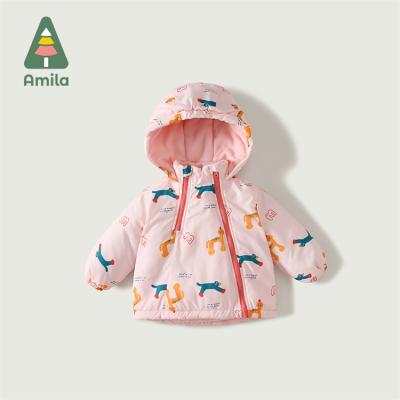 China And Thick Warm Windproof Jacket Thickened Fleece Baby Winter Hooded Stripper Top Coat For Kids Girl for sale