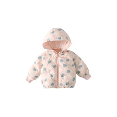 China Winter Thick Warm Print Keep Baby Girl Hooded Coats Warm Kids Fashion Cotton Down Jacket for sale