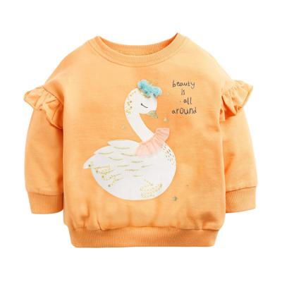 China Warm White Swan Parent-child Cartoon Thick Long Sleeve Girls Kids Shear Pullover Sweatshirt For Child for sale