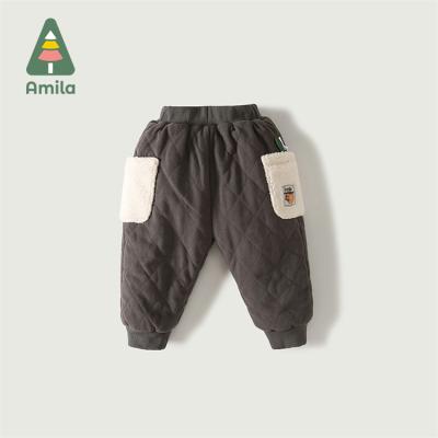 China New Breathable Winter Plus Velvet Pants Baby Boy Cotton Thick Casual Warm Soft Pants For Kids for sale