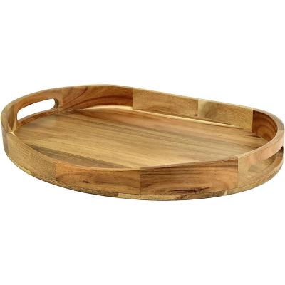 China Sustainable Wholesale manufacture of wooden oval decorative trays wooden breakfast service organization wooden tray tables for sale