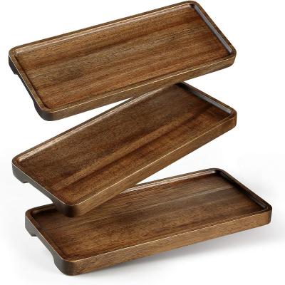 China Sustainable Customized wholesale environmentally friendly reusable biodegradable wood tray set tableware pastry service plate for sale