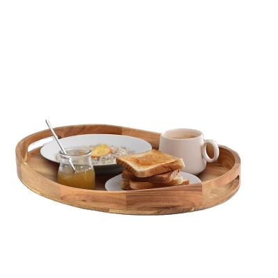 China Sustainable Custom wooden trim service tray Oval Farmhouse rustic tray display tray for kitchen bar living room for sale