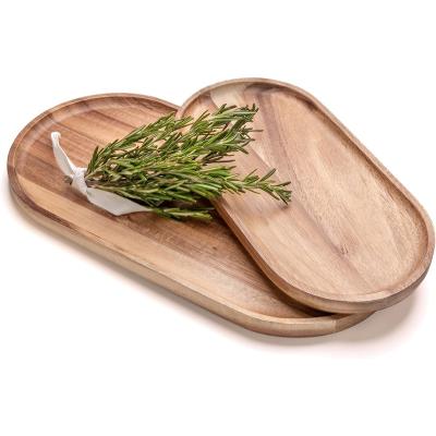 China Sustainable Wholesale simple plate Wooden platter Oval wood wooden service tray set deli cheese for sale