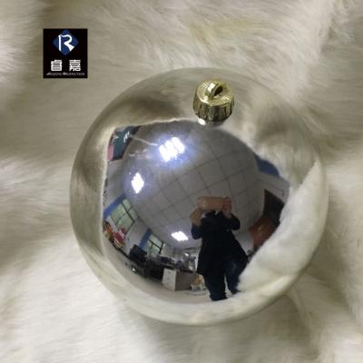 China LARGE 200MM SHINY SILVER PLASTIC CHRISTMAS BALL 1