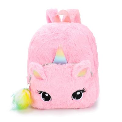 China With USB OEM Travel Custom Kids Cute Cartoon School Bag Girl Cute Furry Unicorn Backpack For Children School Bags for sale