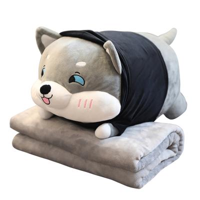 China 2021 High Quality Promotional Super Stuffed Animals Sound Doll Cartoon Plush Pillow With Blanket for sale