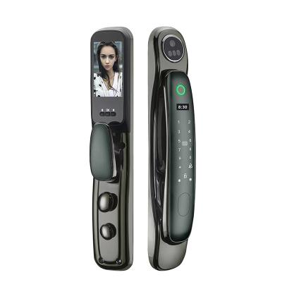 China Hot Sale Apartment 3D Face Recognition Fingerprint Password Master Card WIFI Biometric Camera Door Lock for sale