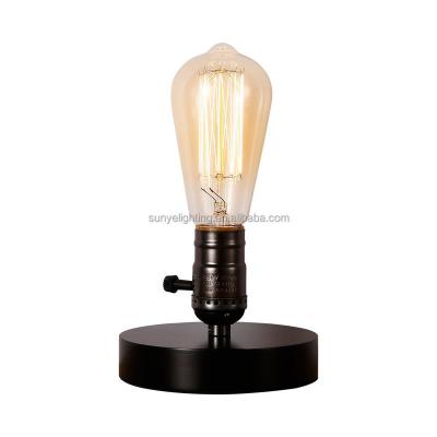 China Led Rustic Industrial Wood Base E27 Edison Table Lamps Desk Accent Lamps Antique Retro Industrial Vintage for Bedside Living Room for sale