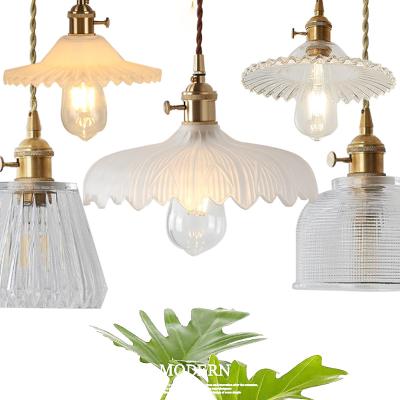 China Brass Glass Web Porch Bar Guest Room Chandelier Retro Retro Japanese Style Pendant Lamp Nordic Minimalist European Celebrity Current for sale