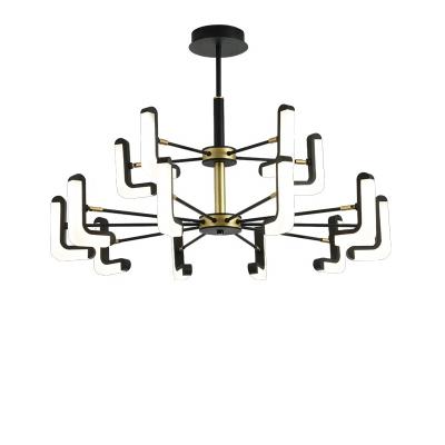 China Hotel Lobby/House Ceiling Iron Glass Black Chandelier Hanging Pendant Lamp Hotel Guest Room/Villa Bedroom/Witness/etc. Fashion High Quality Modern Home Decor Northern Europe for sale