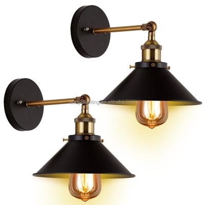 China Vintage / Industrial Vintage Edison Simplicity Lamp Fixture Steel Retro Wall Sconces 2-Pack E26 E27 Light Base Black Finished For Wall Lamp for sale