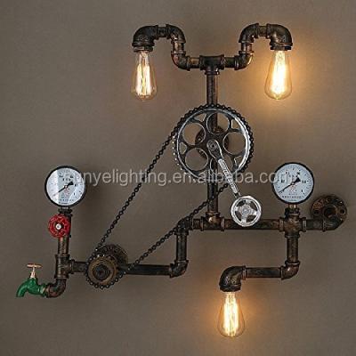 China Industrial Edison Led Water Pipe Loft Bar Cafe Balcony Shop Wall Light Sconces Vintage Pipe Lamp Wheel Bearing Bike Wall Lamp Sconces for sale