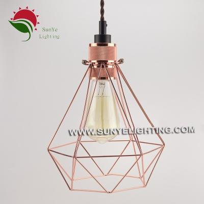 China Modern Unique Hot Sale Colorful Art Lamp Birdcage Hanging Lamp, Edison Light Bulb Cage Lamp for sale