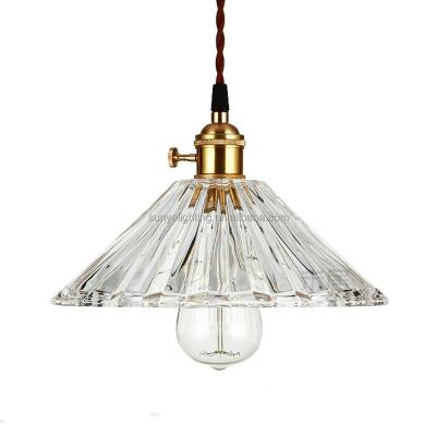 China Vintage Indoor Glass Pendant Lamps Industry Ceiling Lamp Dining Table /Living Room Balcony Chandelier25cm Light Transparent Umbrella Lamp for sale