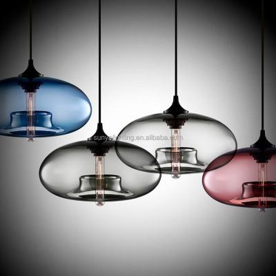 China Antique Industrial Pendant Lights Indoor Vintage Hand Crafted 6 Colors Glass Ball Pendant Lights For Kitchen Island Hanging Lights for sale