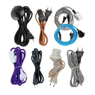 China 220V/110V Screw Prompt Goods Plug Cord 1.8Meters/2.8Meters E26/E27 Braided Wire Vintage Ceiling Lamp Running Fixture 10pcs/pack for sale