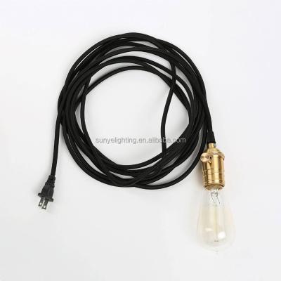 China Screw Fabric Cord Plug , Textile Cord With Brass Switch Plug Cord Connector for sale