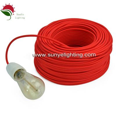 China Lighting Hot Sale Colorful Fabric Textile Cord 3 X 0.75mm Core Braided Cable , Red Fabric 3 Cores Textile Rope for sale