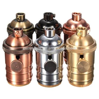 China E26/E27 Socket Metal Shell Vintage Edison Pendant Lamp Plastic Solid Copper Brass Industrial Holder With Knob for sale