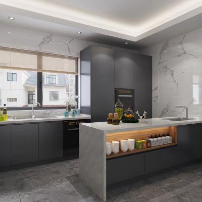 China Gray Lacquer Glossy Modern Wood Modern Kitchen Cabinets for sale