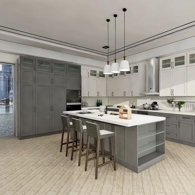 China Modern American Shaker Style Kitchen Cabinet Gray and Shaker Kitchen Door White for sale