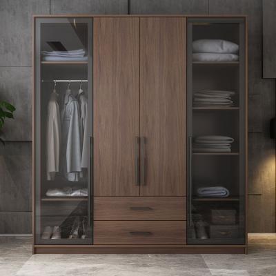 China Modern Luxury Expandable Bedroom Tempered Glass Door Clothes Wardrobe for sale