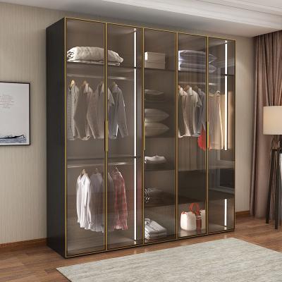 China Modern Glass Door Wardrobe Designs (Size) Adjustable Chinese Custom Bedroom Armoire for sale