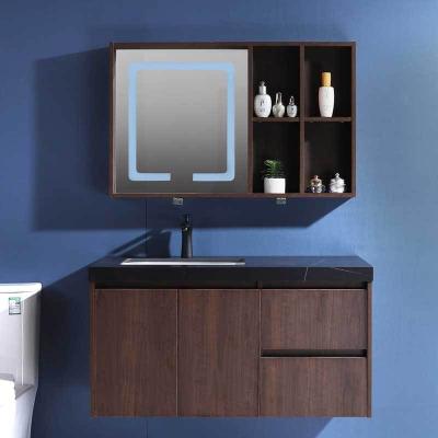 China Modern Luxury Wall Mounted Modern Plywood Smart Mirror Cabinet Bathroom Vanity for sale