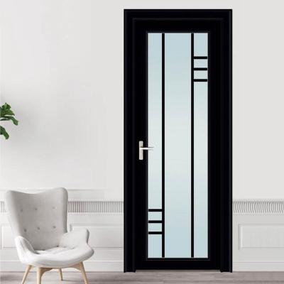 China Modern Simple Black Interior Aluminum Frame Left Hand Swing Door for sale