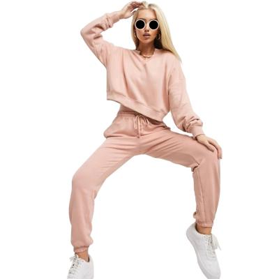 China Custom Logo Breathable Training Two Piece Set Of 2 Piece Cotton Sweat Suits Pants Suits Sports Tracksuits For Women for sale