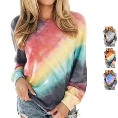 China Breathable Custom Made High Quality Tie Dye High Quality Pima Cotton Ladies Ladies Long Sleeve T-shirt Women for sale