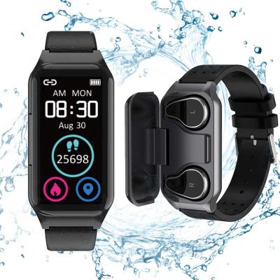 China Touch Screen Smart Watch Bluetooth Earbuds Wireless Earphone Fitness Tracker Heart Rate Monitor Bracelet Wrist Band for sale