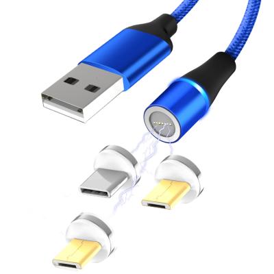 China High Quality Sturdy 3ft Mobile Phone 1m 3 in 1 Magnetic Charging Cable Fast Charging Cable Micro USB Type C Cable Magnetico for iPhone for sale