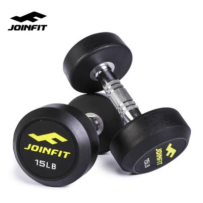 China JOINFIT Durable Around 5-100 Pounds Fix Rubber Coated Dumbbells for sale