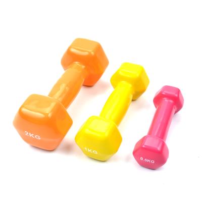 China metallization & Durable Home Gym Fitness Equipment Rubber Coated Pink 4kg Hex Weight Dumbbells Price for sale