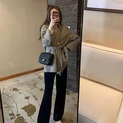 China Anti-wrinkle in 2021 the new style of fashion to reduce the age of the wind sweater small perfume wide leg pants two suits women for sale