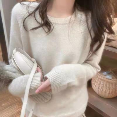 China High Quality Simple Solid Color Loose Casual Round Neck Long Sleeve Anti-wrinkle Fashion OEM&ODD Knitted Pullover Women Sweater for sale