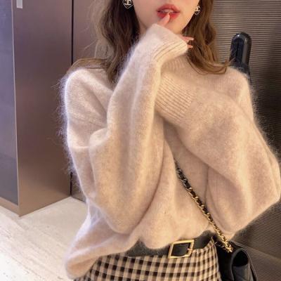 China autumn and winter anti-wrinkle soft loose casual round neck pullover Japanese mohair tops cotton knit sweater women sweater for sale