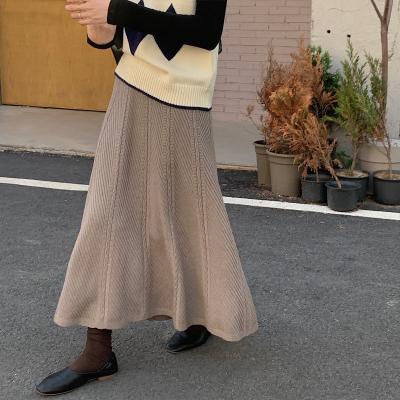 China Factory wholesale new autumn and winter solid color skirt plain color high-waisted knitted skirt anti-static mid-line length one thin for sale