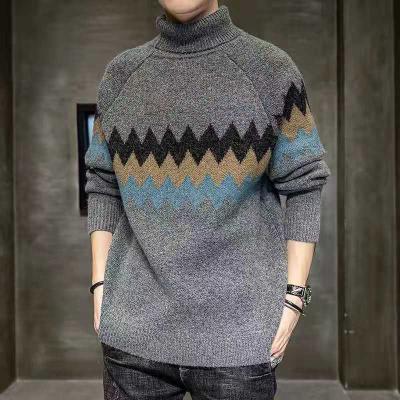 China Anti-wrinkle Men's High Collar Winter Thickened Loose Knit Bottom Sweater for sale