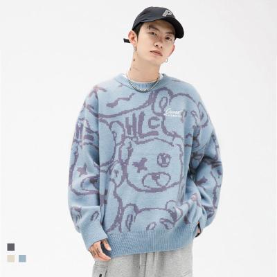 China Korean Custom Manufacturer Men's New Autumn And Winter Clothing Bear Sweater Jacquard Loose Casual Oversized Sweater for sale